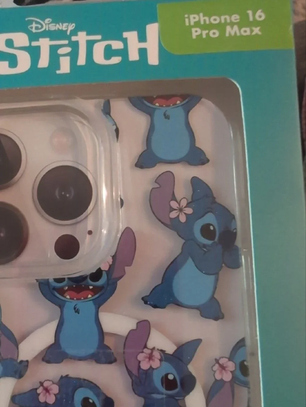 Disney Stitch iPhone 16 Pro Max Case — Blue Stitch on Pink
